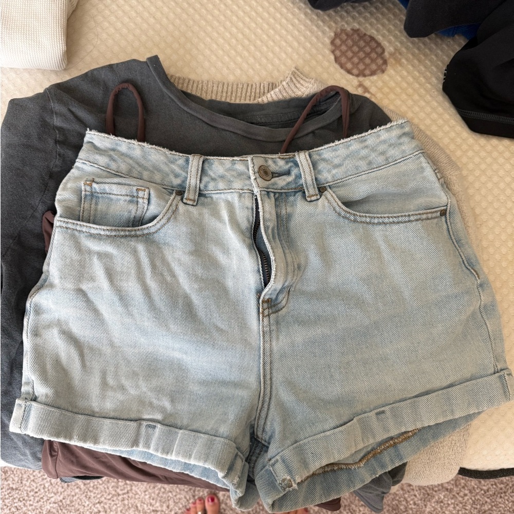 PacSun Light Wash High Waist Denim Shorts